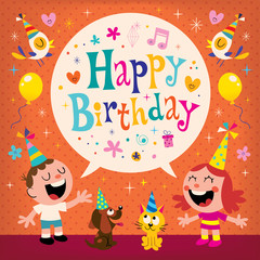 Obraz na płótnie Canvas Happy Birthday kids greeting card