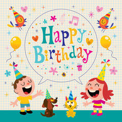 Obraz premium Happy Birthday kids greeting card design
