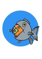 The big fish eats the small fish. Vector Illustration