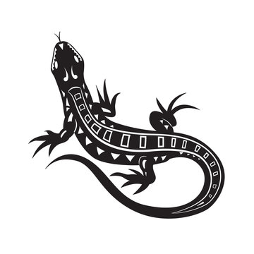 Black lizards, tattoo, vector  illustration.
