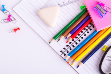 School supplies isolated on white background.