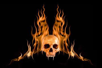 Devil in flame, On black background