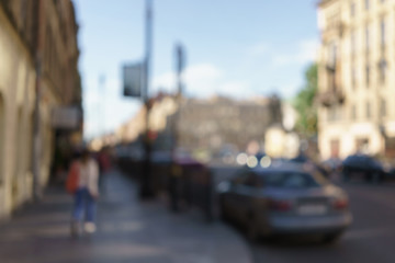 blurred bokeh background of summer day in saint-petersburg