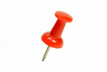 Red pin isolated white background.