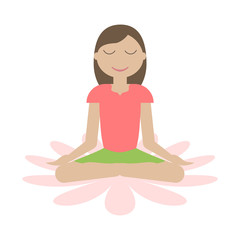 Fototapeta na wymiar Girl Sitting in Yoga Lotus Position