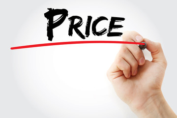 Hand writing Price with marker, concept background