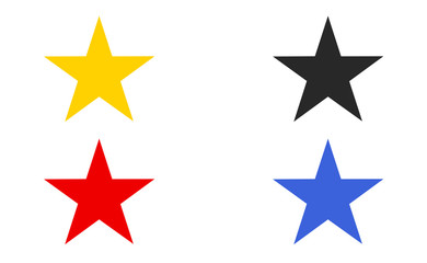 Vector multiple color stars icons on white background