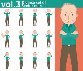 Diverse set of Senior man on white background , EPS10 vector format vol.3