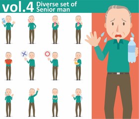 Diverse set of Senior man on white background , EPS10 vector format vol.4