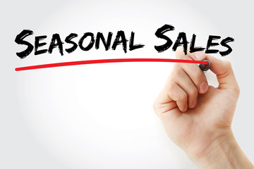 Hand writing SEASONAL SALES with marker, concept background