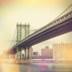 Manhattan Bridge and New York City - vintage style