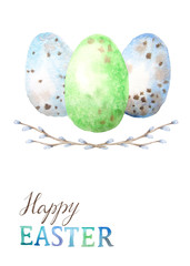 Card template witl watercolor easter egg