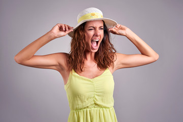 Fototapeta premium Young woman in a dress