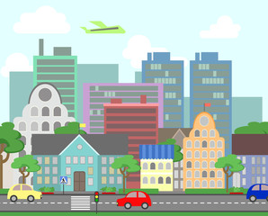 Obraz premium Exterior , city street with a crosswalk , flat