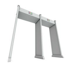 Metal detector scanner. 3D render isolated on white.
