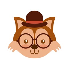cute animal with hat and glasses hipster style