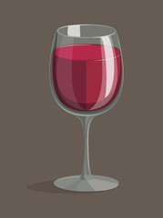 glass of red wine on a brown background