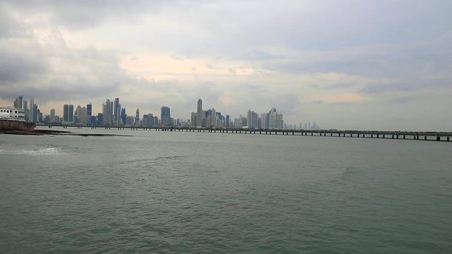 Panama City Skyline from cinta costera the old and new city