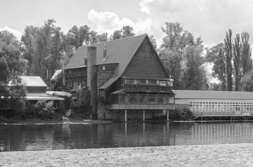 Wooden house on the river.