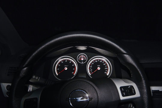 2016/08/07 - Hradcany, Czech republic - dashboard of car Opel Astra H in the night