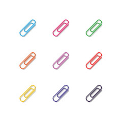 Set of multicolored paper clips, vector illustration.