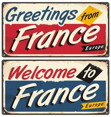 Welcome to France retro metal plate templates