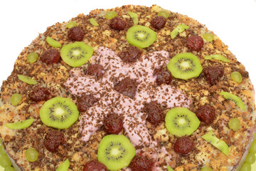cake decorated with berries on a white background