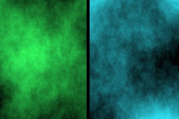 Illustration of green and blue divided smoky background