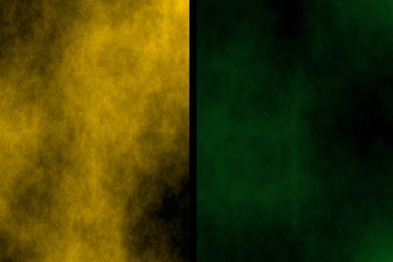 Illustration of orange and dark green divided smoky background