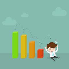 businessman fall down chart.