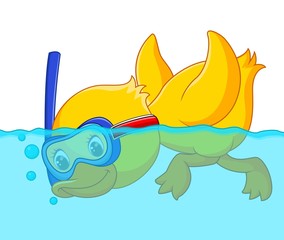 duck snorkeling cartoon