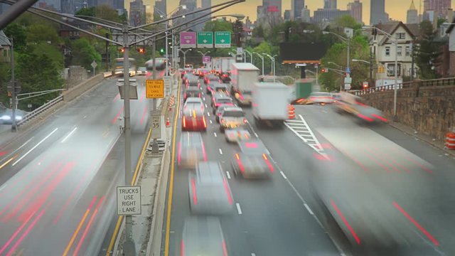 Time Lapse of early morning commute into and out of New York City via route 495 into the Lincoln Tunnel 