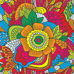 stock vector abstract seamless  pattern with flowers and waves.