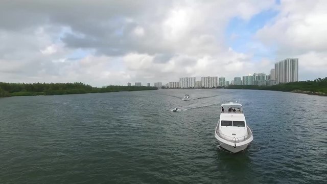 Aerial shot of the yacht, Miami Beach, Atlantic Ocean