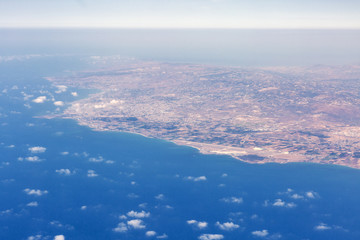 Aerial view from airplane of Paphos, Cyprus