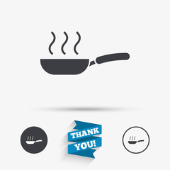 Frying pan sign icon. Fry or roast food symbol.
