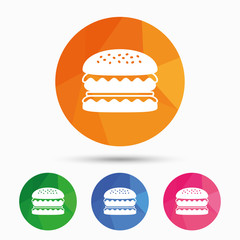 Hamburger icon. Burger food symbol.