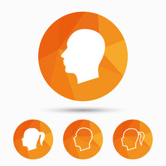 Head icons. Male and female human symbols.