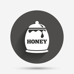 Honey in pot sign icon. Sweet natural food.