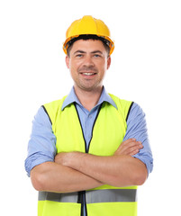 Construction worker, isolated on white