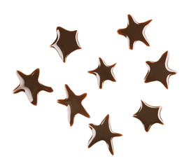 Fototapeta na wymiar Stars made of liquid chocolate, isolated on white