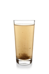 Dirty water in glass, isolated on white