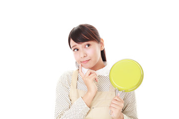 エプロンを着た女性