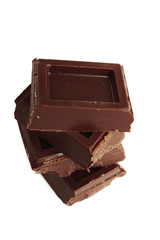 Chocolate pieces, isolated on white