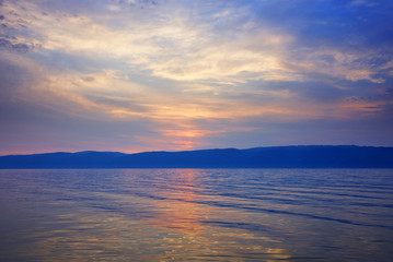 Fototapeta na wymiar Baikal Lake in sunset light, Siberia, Russian Federation