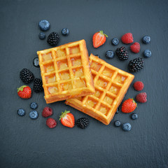 Belgian waffles with fresh berries