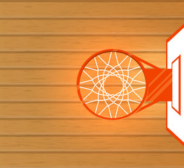 Fototapeta premium Vector banner, basketball court, a ball in basket