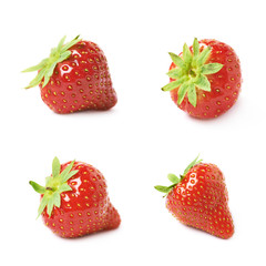 Single ripe red strawberry isolated