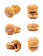 Jam filled doughnut isolated