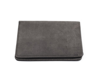 Flat leather wallet isolated